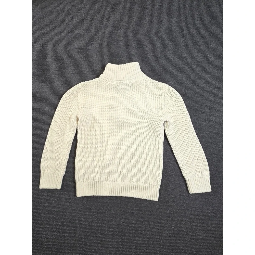 The Children's Place Quarter Zip Sweater Boys 2T Vanilla Ribbed Sherpa Lined NEW